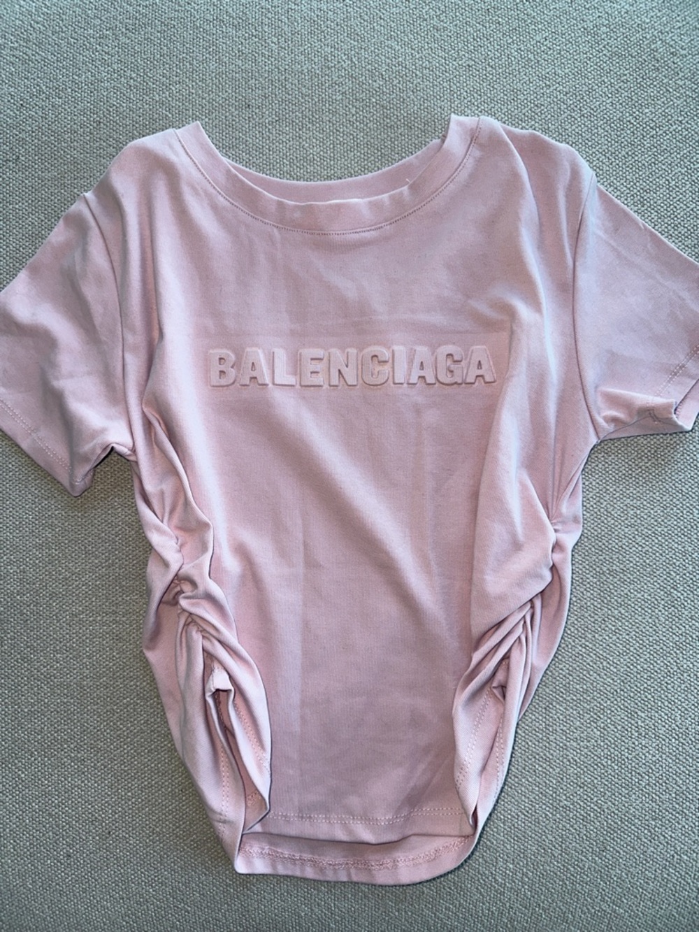Balenciaga Rose Ruched Logo Tee